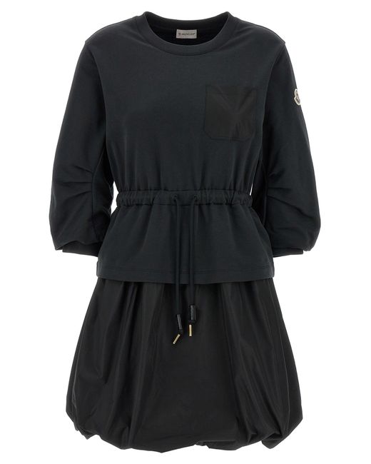 Abito bimateriale di Moncler in Black
