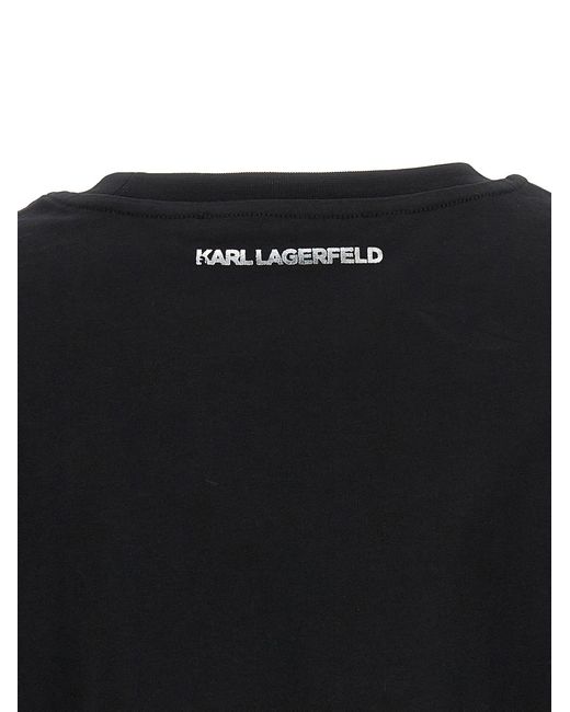 Ikonik 2,0 Glitter T Shirt Nero di Karl Lagerfeld in Black