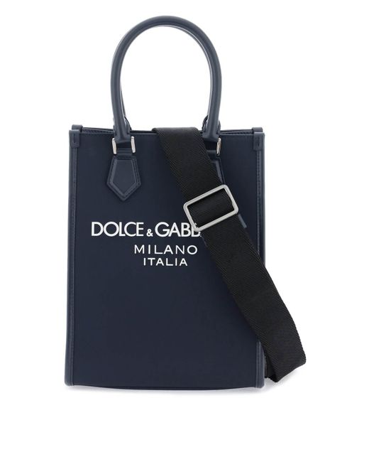 Dolce & Gabbana Blue Small Nylon Tote Bag With Logo for men