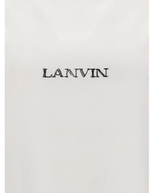 Lanvin White Logo Embroidery T-shirt
