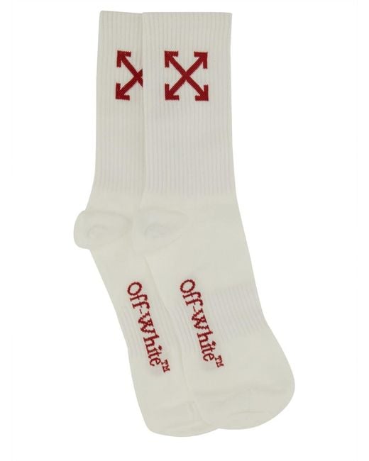 Off-White c/o Virgil Abloh White Medium Socks With "Arrow" Pattern for men