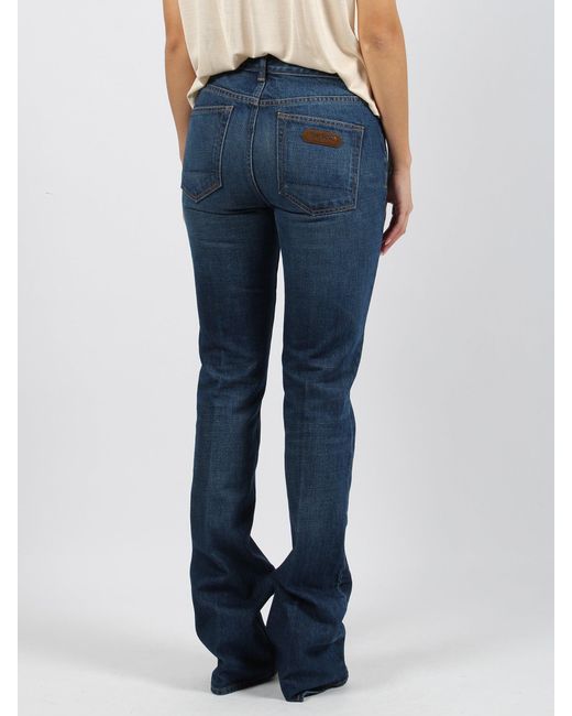 Stone washed denim straight fit jeans di Tom Ford in Blue