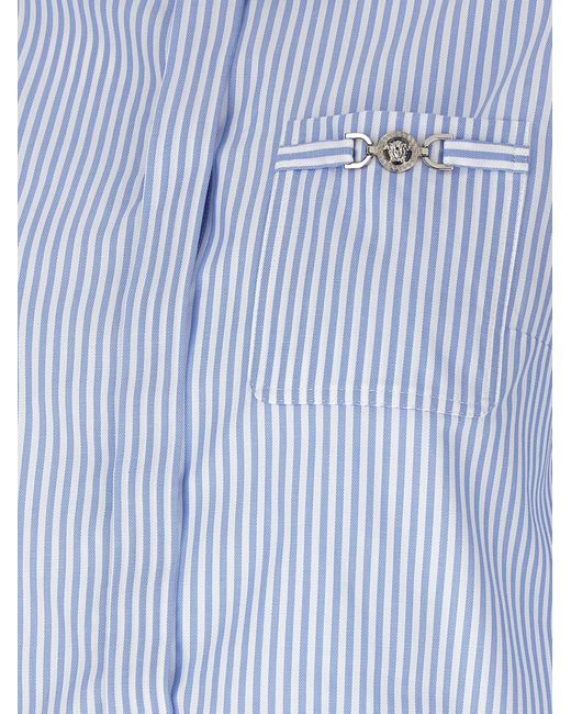 Versace Blue Striped Cropped Shirt