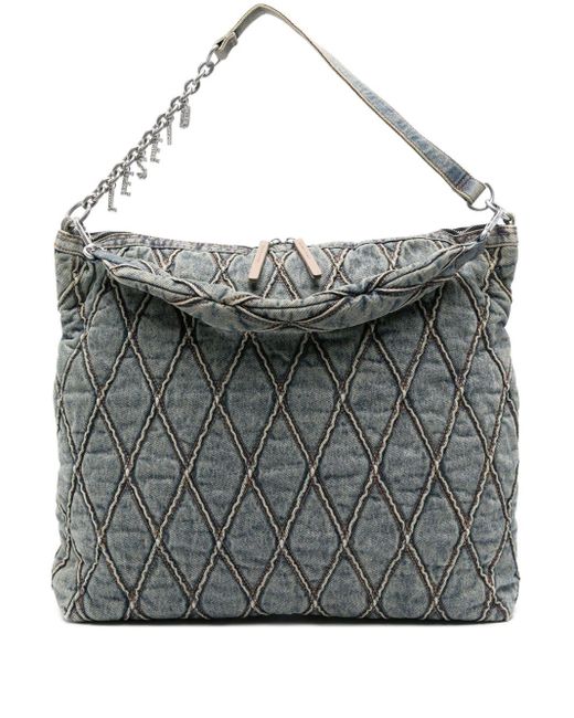 DIESEL Gray Charm Denim Shoulder Bag
