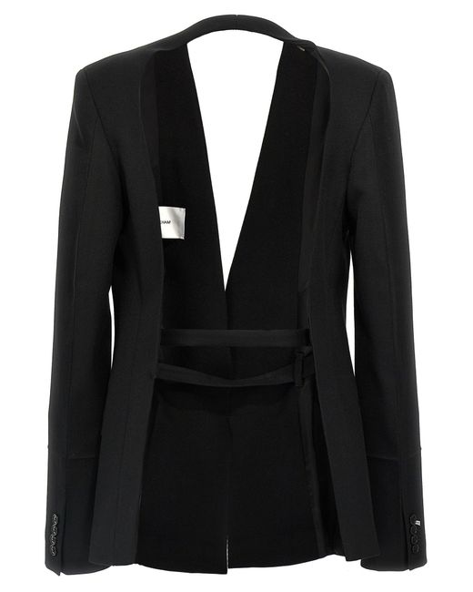 Tie-waist blazer di Victoria Beckham in Black