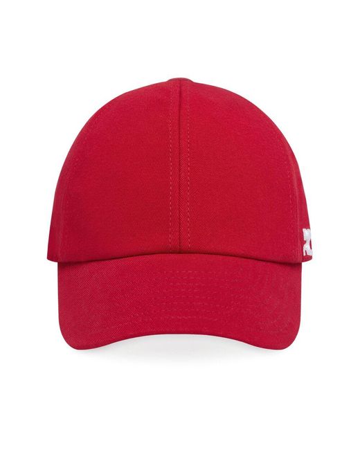 Courreges Red Cotton Hats for men