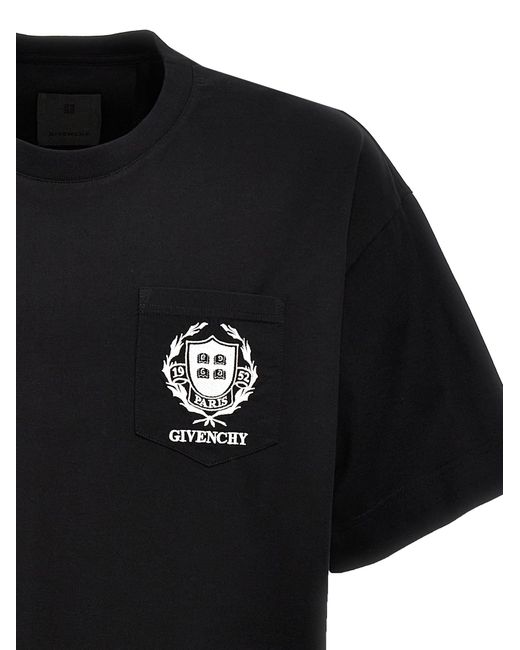 Logo Embroidery T Shirt Nero di Givenchy in Black da Uomo
