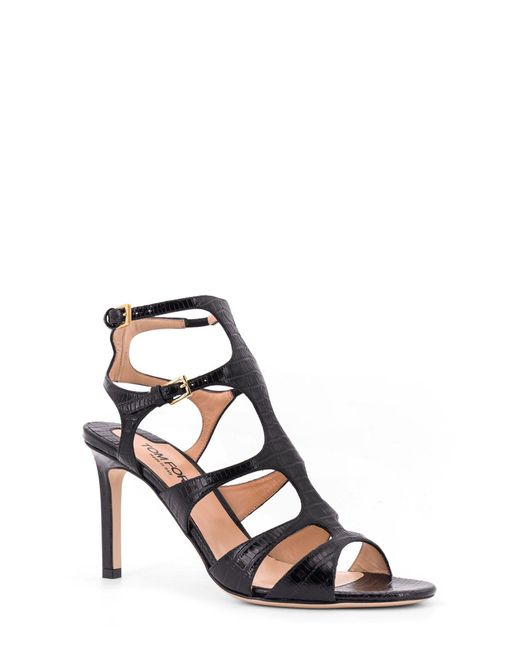 Leather Sandals With Croco Effect-Donna di Tom Ford in Multicolor