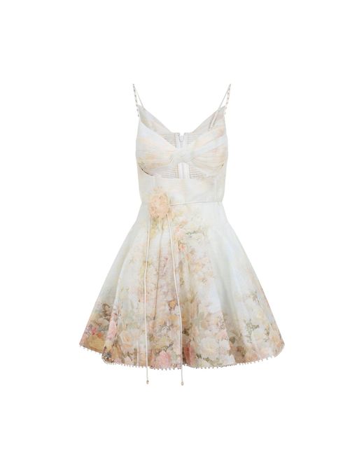 Memento Twist Front Linen And Silk Mini Dress-Donna di Zimmermann in White