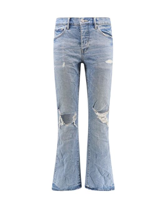 Purple Brand Blue Ripped Flare Jeans With Destroyed Effect for men