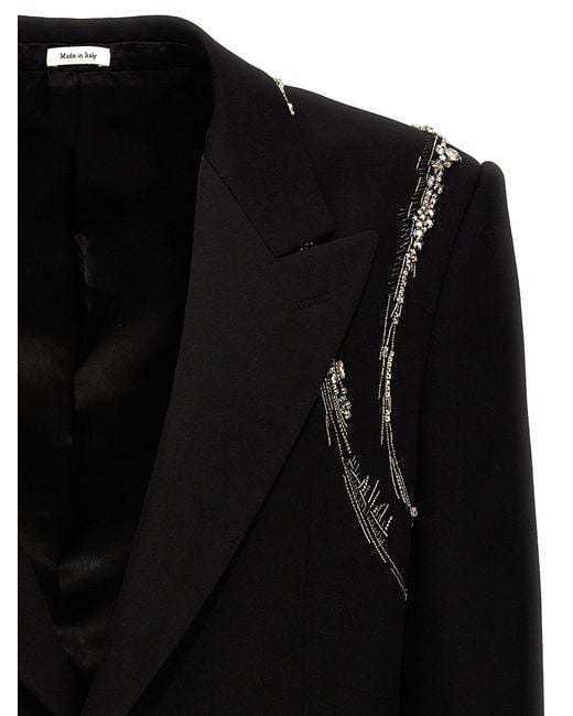 Crystal Harness Blazer Nero di Alexander McQueen in Black da Uomo