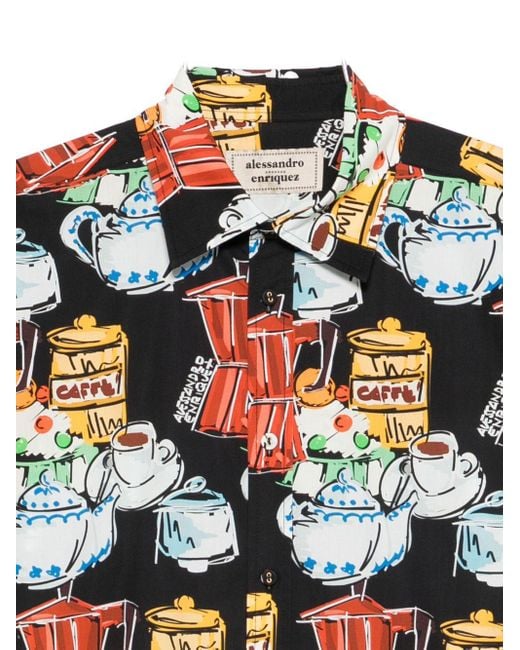 ALESSANDRO ENRIQUEZ Gray Printed Cotton Shirt