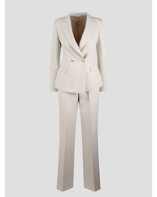 Jersey stretch double-breasted suit di Tagliatore in White