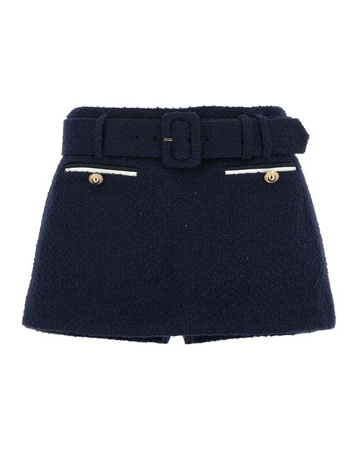 Bouclé Wool Skort Bermuda E Short Blu-Donna di Self-Portrait in Blue