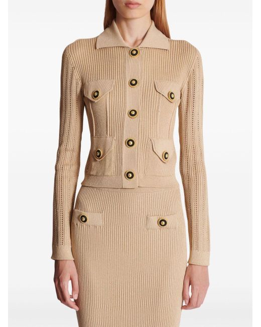 Balmain Natural Cardigan With Pockets