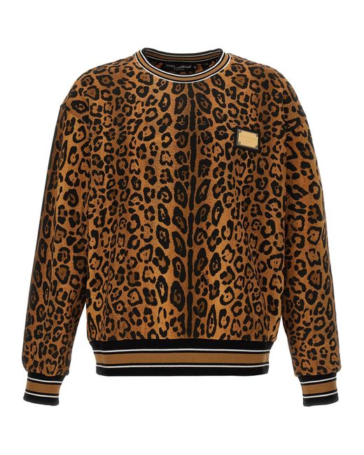 Leopard Print Felpe Marrone di Dolce & Gabbana in Brown da Uomo
