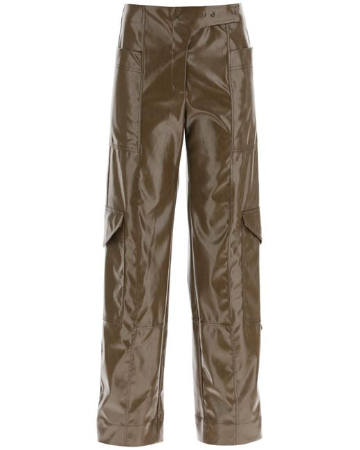 Ganni Natural Glossy Faux-leather Trousers