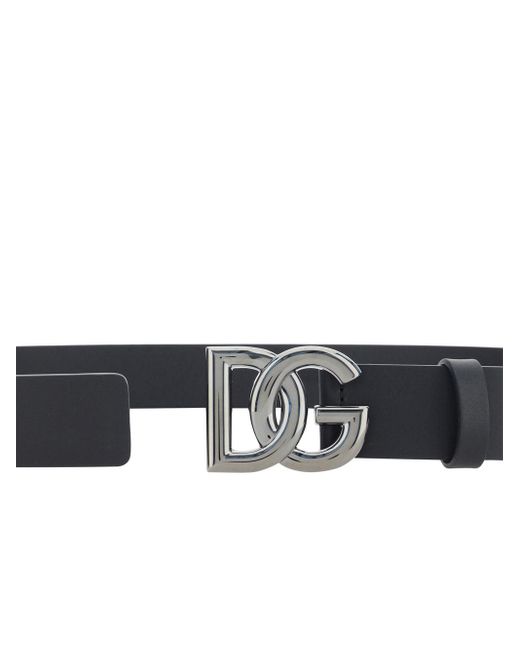 Dolce & Gabbana Black Leather Logoed Belt for men