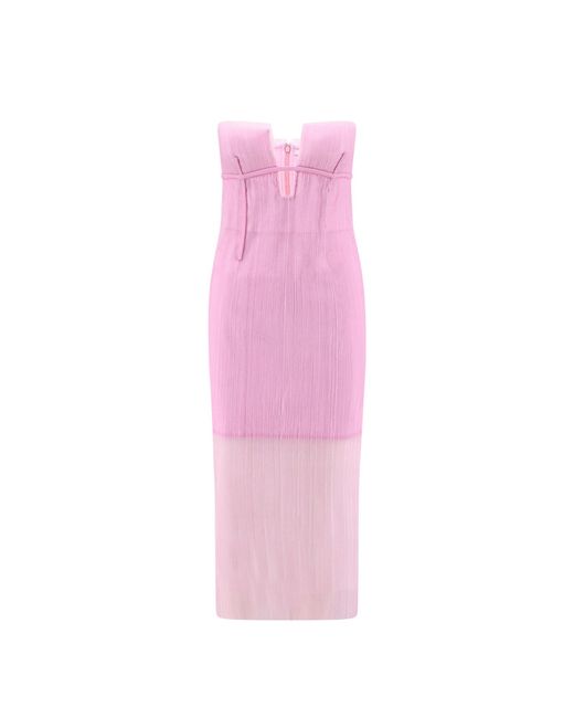 Krizia Pink Pleated Tulle Dress