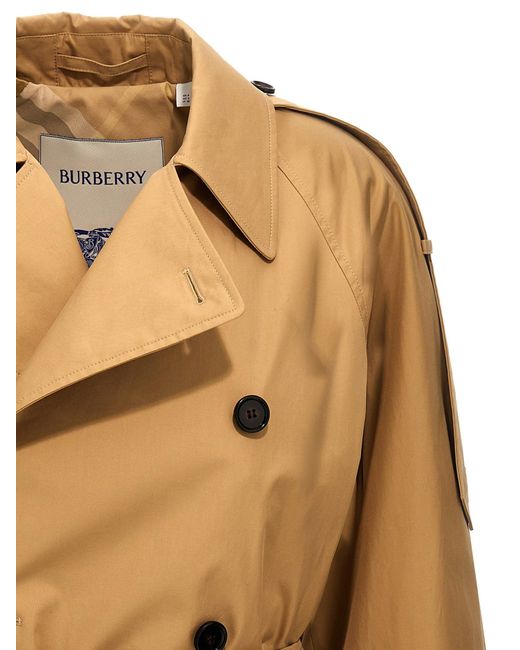 Double-Breasted Short Trench Coat Trench E Impermeabili Beige di Burberry in Natural