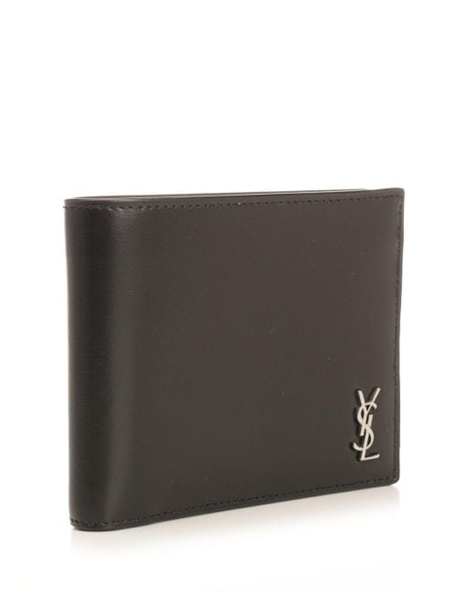 Saint Laurent Black Tiny Cassandre East/West Small Wallet Wallets for men