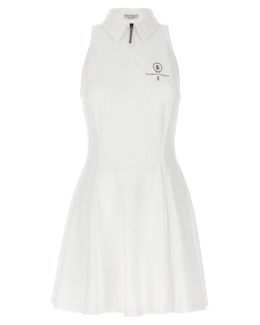 Logo Embroidery Dress Abiti Bianco di Brunello Cucinelli in White