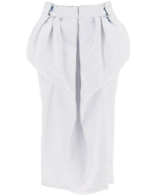 Maison Margiela White Crinkled Denim Ruffled Skirt