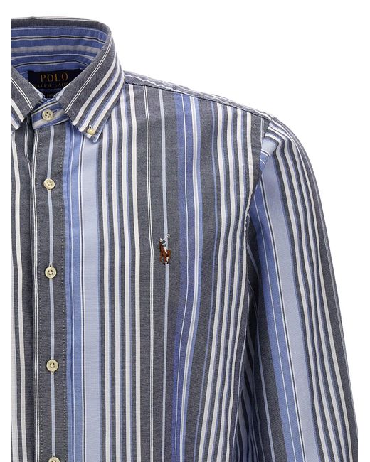 Polo Ralph Lauren Logo Embroidery Striped Shirt Shirt in Blue for Men ...