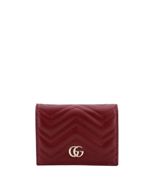Gucci Purple Matelassé Leather Wallet With Frontal Gg Logo