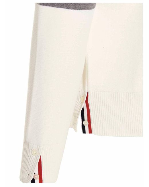 Thom Browne White 4 Bar Sweater, Cardigans for men