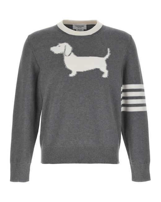Thom Browne Gray 4-Bar Hector' Sweater for men