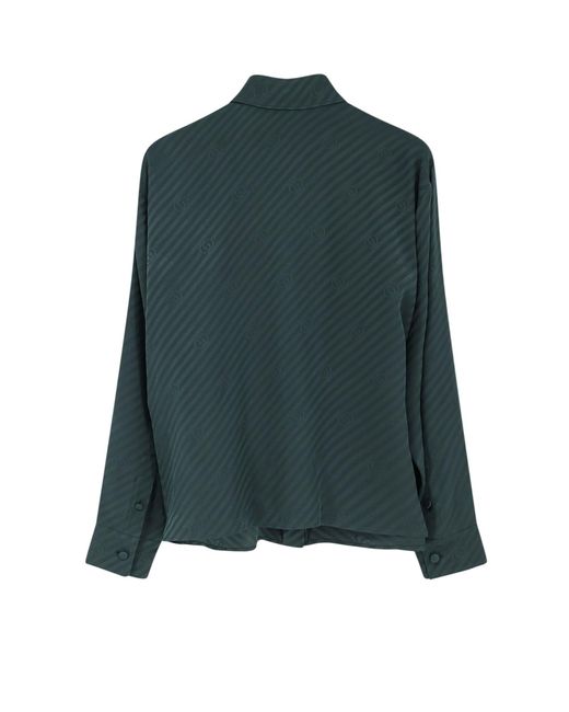 Gucci Green Jacquard Silk Shirt With Gg Cross