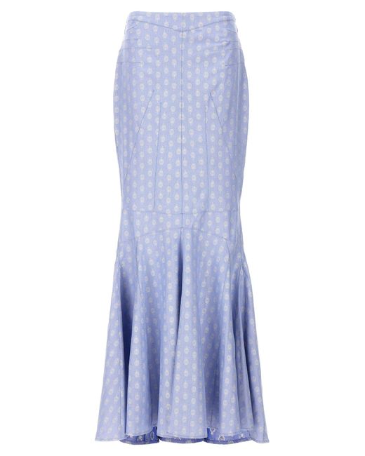 Long Print Skirt Gonne Celeste di Etro in Blue