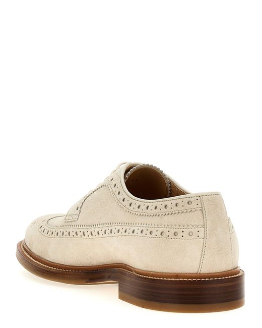 Brunello Cucinelli White Dovetail Lace-Up Shoes for men