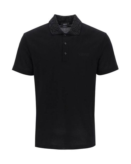Versace Black Barocco Silhouette Polo Shirt for men
