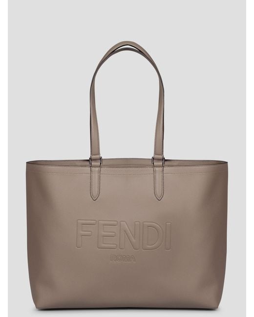 Fendi Natural Roma Leather Shopping Bag for men