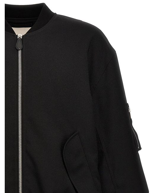Gabardine Bomber Jacket Giacche Nero di Jil Sander in Black da Uomo