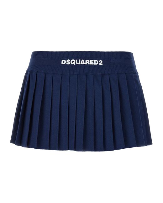 Mini Pleated Skirt Gonne Blu di DSquared² in Blue