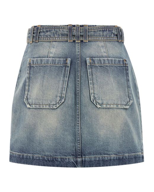Balmain Blue Cargo Pocket Skirt