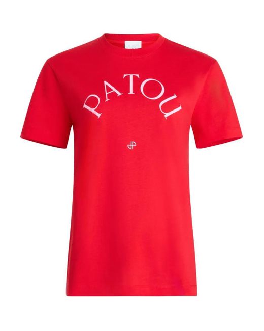Patou Red Logo And Jp Print Organic Cotton T-Shirt