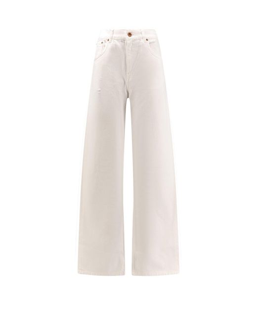 Aspesi White Wide Leg Denim Trousers