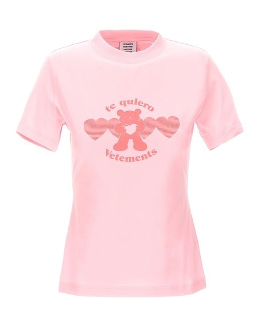 Te Quiero T Shirt Rosa di Vetements in Pink