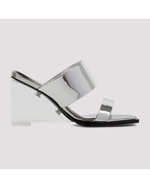 Alexander McQueen White Metallic Leather Sandals For