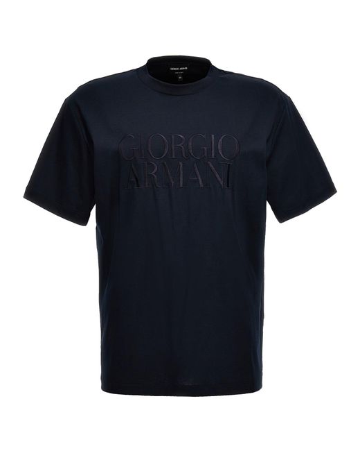 Logo T Shirt Blu di Giorgio Armani in Black da Uomo