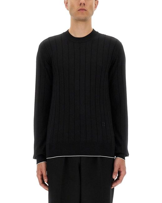 Balmain Black Silk And Cotton Knit for men