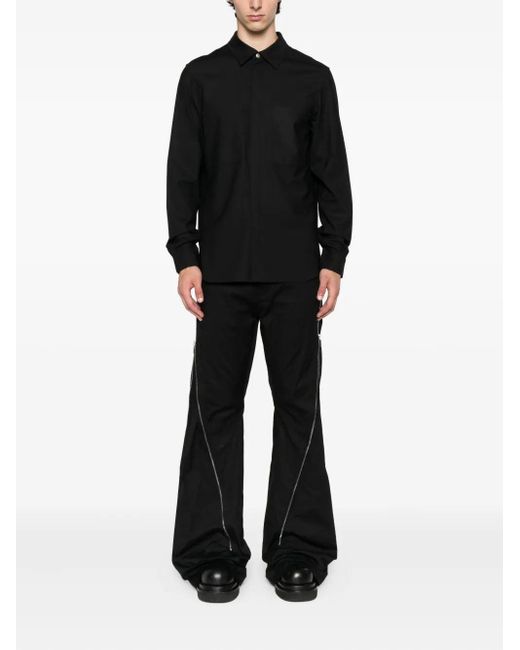 Rick Owens Black Flared Trousers With Zip for men