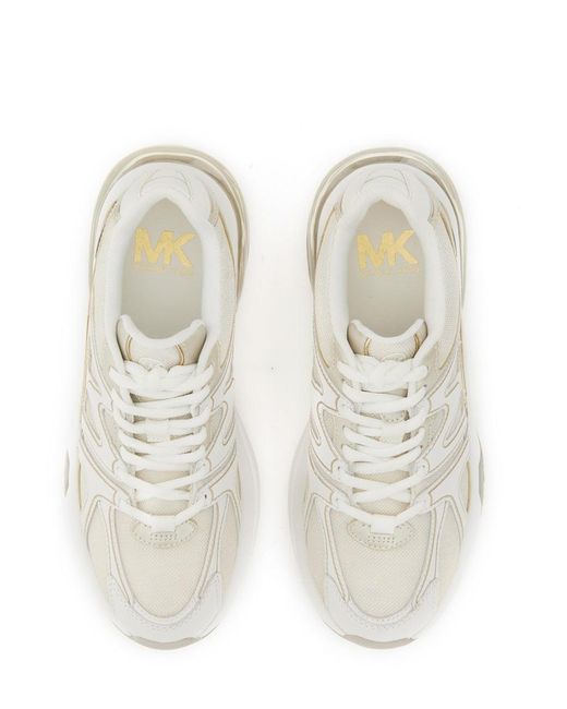 MICHAEL Michael Kors White Kit Extreme Metallic Leather And Mesh Trainer