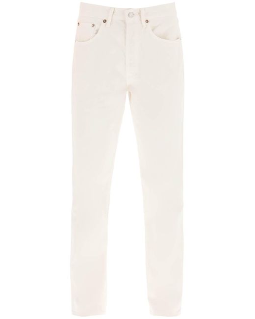 Agolde White Lana Straight Mid Rise Jeans