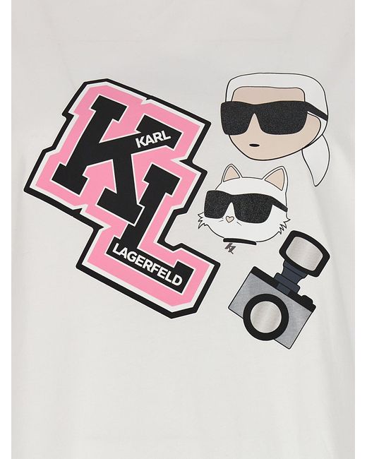 Oversized Ikonik T Shirt Bianco di Karl Lagerfeld in White