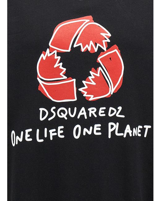 DSquared² Black Recycled Leaf Sweatshirt for men